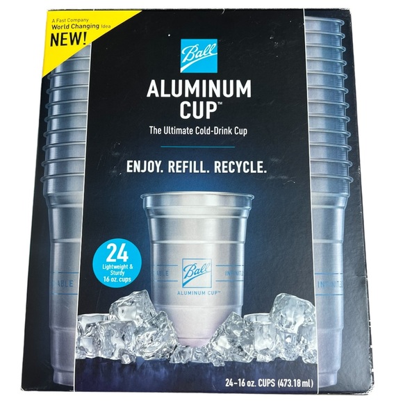 Ball aluminum reusable party cups 16 Oz 24 pack open box - Picture 1 of 8